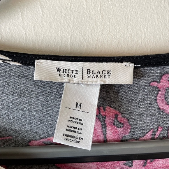 White House Black Market Long Shirt-Floral-Asymmetric Neckline-Size M - Picture 3 of 4